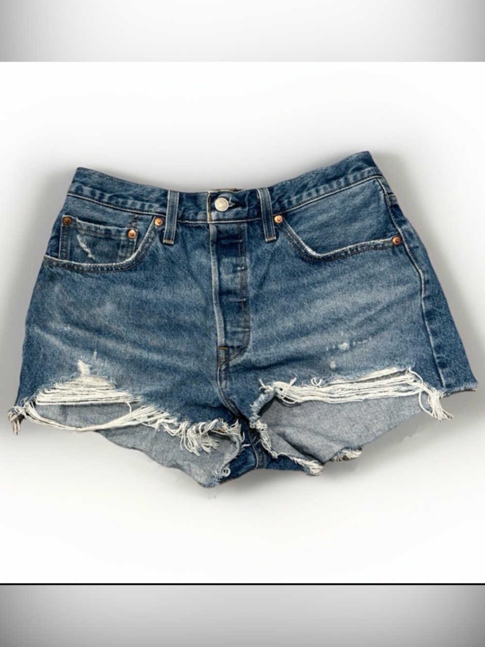 Levi's 501 Premium Cut Off Denim Shorts Women's Size 30 Button Fly Distressed
